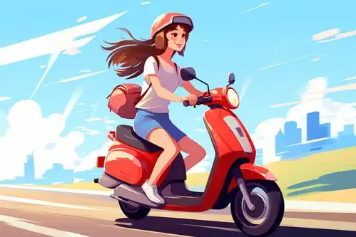 动漫设计骑电动车的男孩女孩插画广告素材下载至来源处  动漫设计骑电动车的男孩女孩插画广告素材下载至来源处