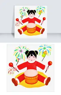 福娃打鼓手绘卡通人物png素材图片素材psb格式下载动漫人物大全