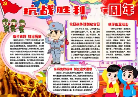  2020抗战胜利75周年手抄报一年级抗日战争胜利75周年手抄报一等奖