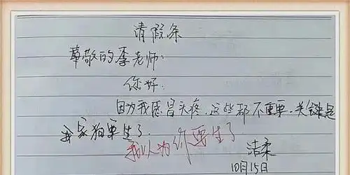  小学生奇葩请假条笑疯众人,我头疼不重要,关键是我家狗狗要生了