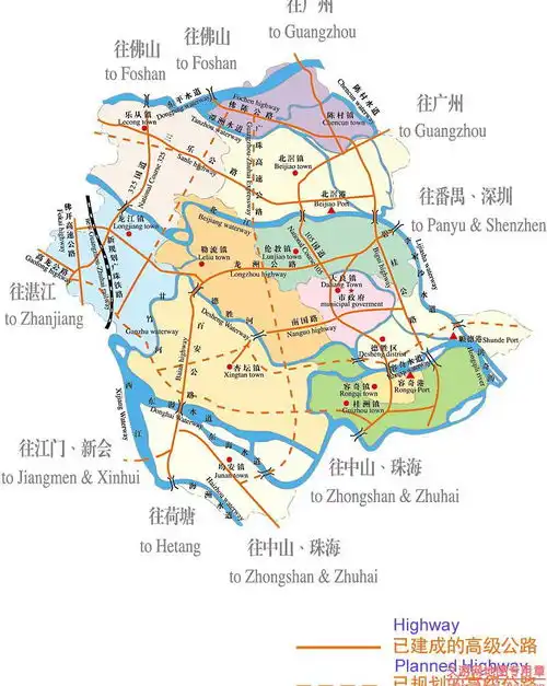  顺德区交通地图全图,顺德区交通地图高清版下载户外资料网8264.com