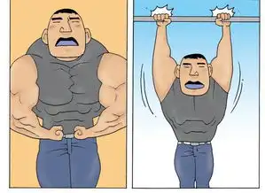  健身男人造红绿灯恶搞漫画图