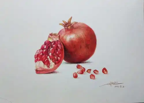  彩铅水果石榴