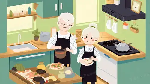  在家做饭的老人插画图片素材下载jpg格式熊猫办公