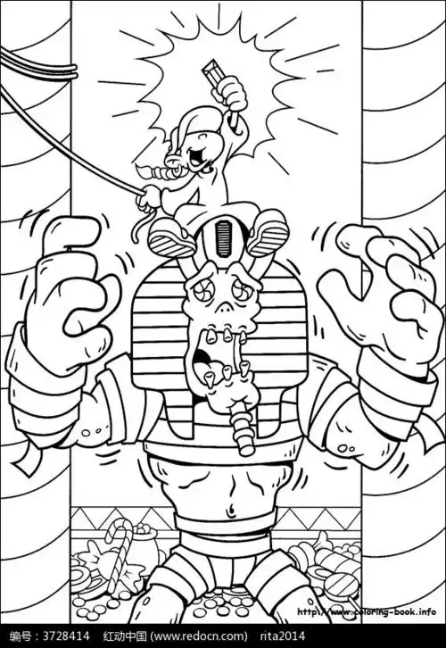  卡通机器人小孩手绘线描图片免费下载红动网