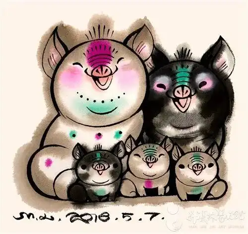  看看韩美林手稿里的猪,说明了作品是如何练成的