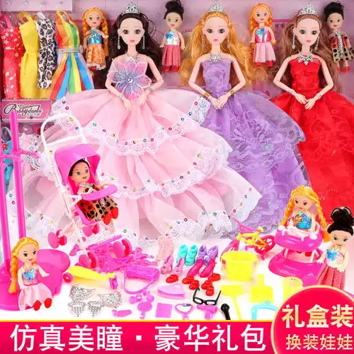  爱美芭比娃娃玩具套装过家家女孩公主古装衣服精致生日礼物大礼盒