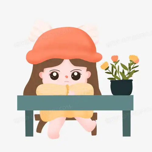  手绘卡通无聊的小女孩元素png图片素材免费下载手绘png20002000像素