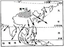  读图,完成3940题.图示季节,青岛地区盛行a.西北风b.东南风c.东北风d.西南