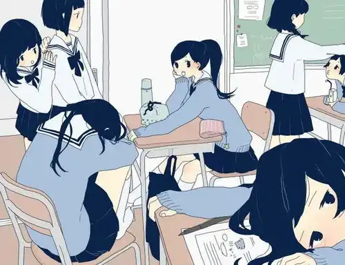  漫画女生校园生活绘画参考
