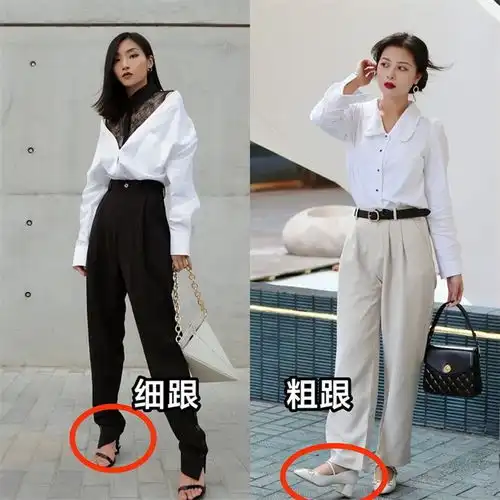  春天,阔腿裤更时髦的打开方式和这几双带跟鞋搭配,特气质