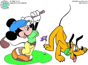  大高尔夫的米奇迪士尼卡通形象插画矢量图卡
