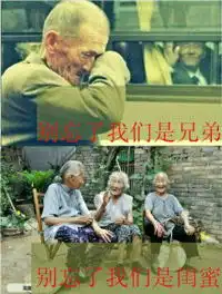  求一张上面写着我们是兄弟,我们是闺蜜的图片搞笑的老人头像的