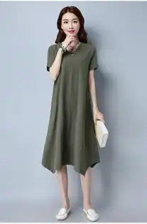  胖子穿了都不会显胖的棉麻连衣裙