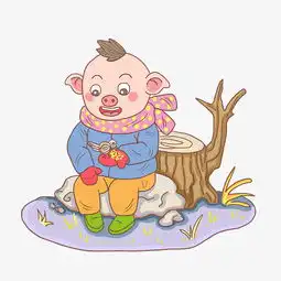  猪年卡通手绘猪娃喂小麻雀图片素材其他格式下载动漫人物大全