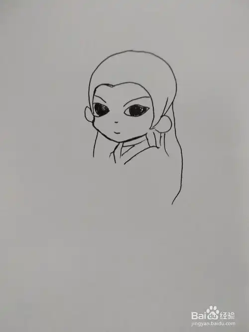  卡通古装小人的简笔画步骤