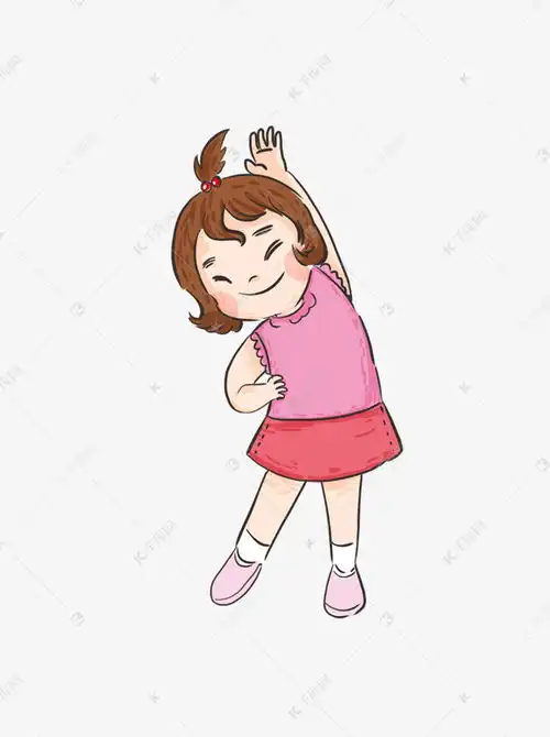  手绘卡通微笑着锻炼身体的可爱小女孩素材图片免费下载千库网
