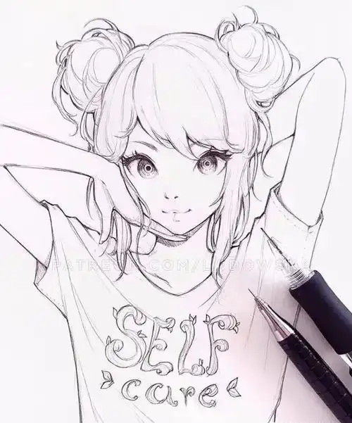  自动铅笔手绘动漫人物临摹素材