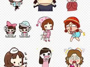  手绘卡通可爱女生女孩搞笑表情包海报素材背景图片png