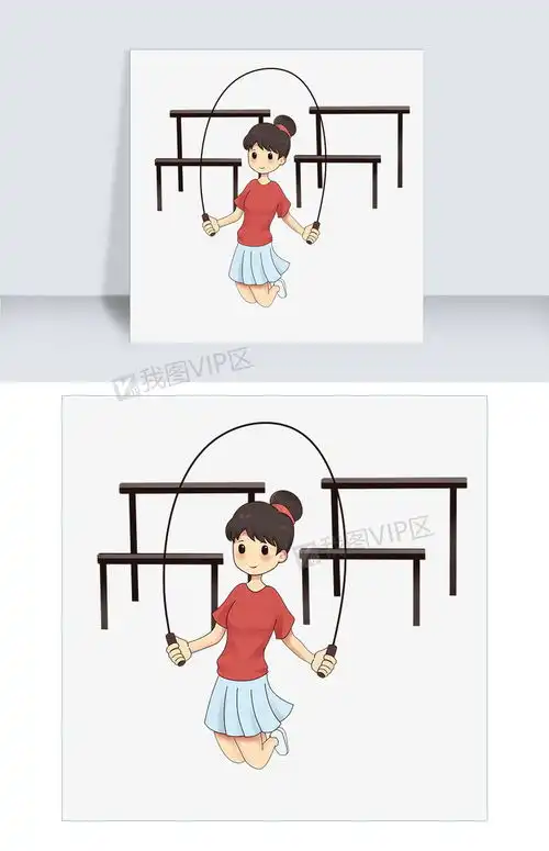  健身馆运动女孩跳绳插画图片素材psb格式下载动漫人物大全