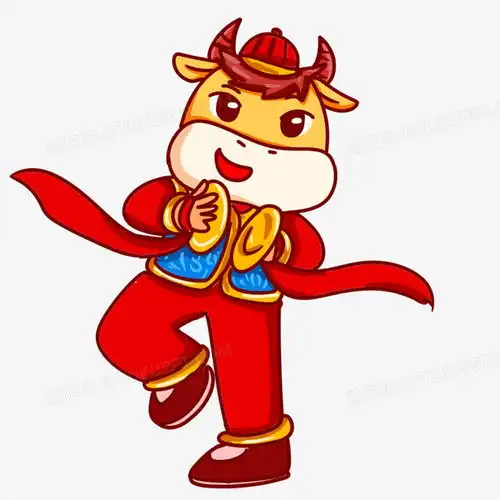  手绘卡通国潮小牛敲锣场景png图片素材免费下载素材png30003000像素