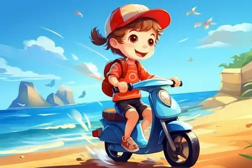 动漫设计骑电动车的男孩女孩插画广告素材下载至来源处  动漫设计骑电动车的男孩女孩插画广告素材下载至来源处