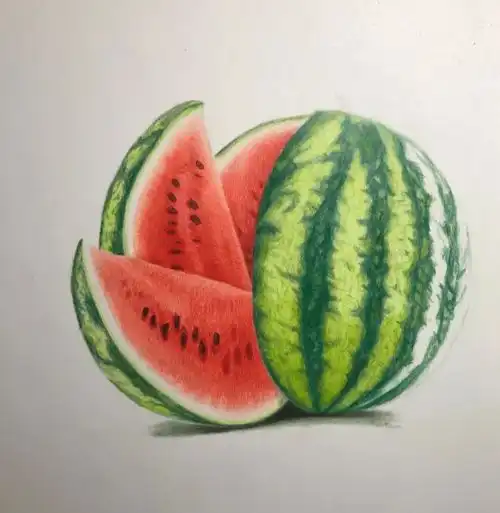  来个消夏必吃水果彩铅西瓜