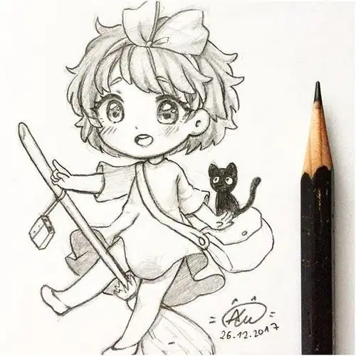  动漫人物手绘线稿图,非常适合初学者临摹