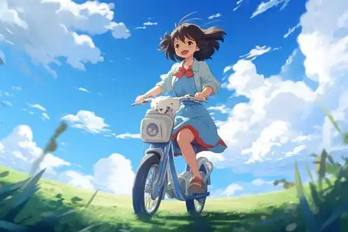 卡通可爱骑电动车的男孩女孩插画广告素材下载至来源处  卡通可爱骑电动车的男孩女孩插画广告素材下载至来源处