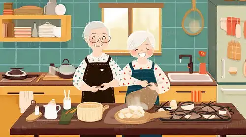  在家做饭的老人插画图片素材下载jpg格式熊猫办公