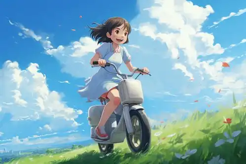 卡通可爱骑电动车的男孩女孩插画广告素材下载至来源处  卡通可爱骑电动车的男孩女孩插画广告素材下载至来源处