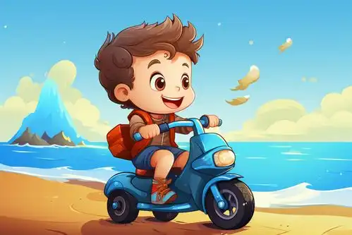 动漫设计骑电动车的男孩女孩插画广告素材下载至来源处  动漫设计骑电动车的男孩女孩插画广告素材下载至来源处