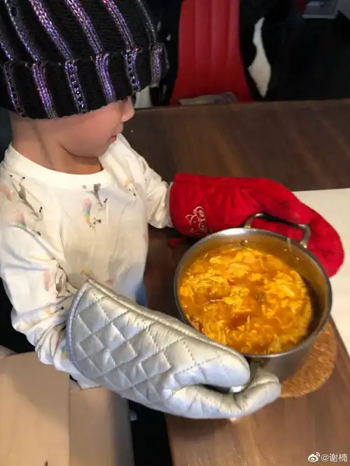  组图谢楠晒儿子做饭照片欣慰感慨被孩子养活