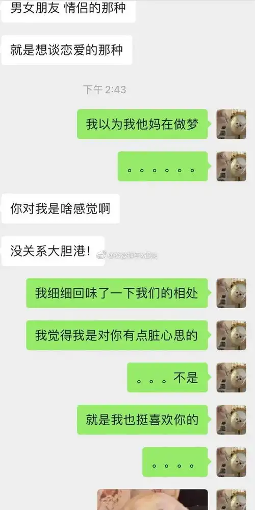  搞笑女竟被帅哥告白了救命聊天截图也太甜了