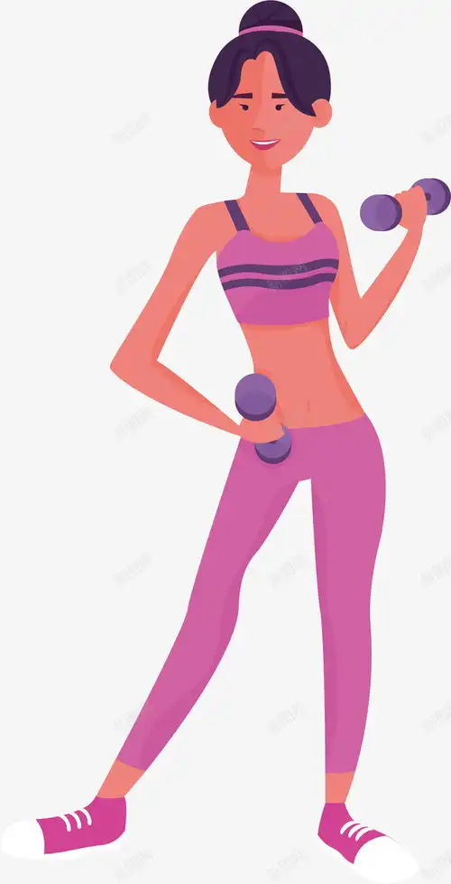  卡通丸子头举哑铃女士健身人物矢矢量图活动矢量图跑步机运动锻炼元素免抠png设计图片免费下载页面网页平面电商创意素材人物素材素材