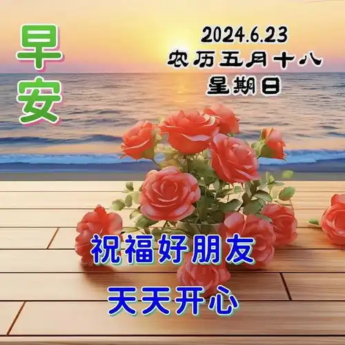  2024年6月23日农历五月十八祝福图片星期日最新问候美图周末愉快
