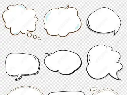  对话框气泡框思考卡通手绘黑色漫画免抠素材图片下载