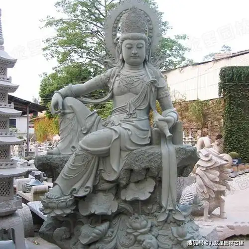  石雕观音像三十三种形态寺庙观音佛像雕像定制厂家九龙星园林古建
