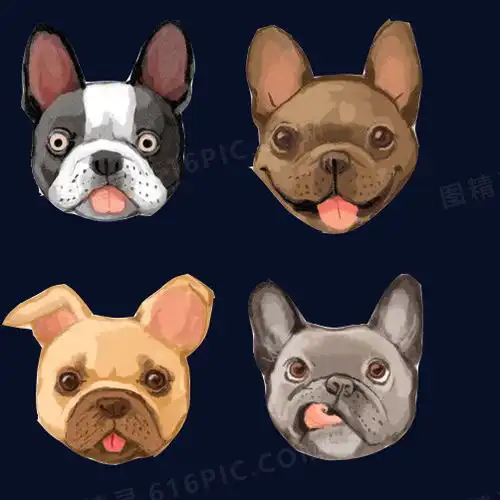  表情法斗犬四种表情头像图片免费下载高清png素材图精灵表情