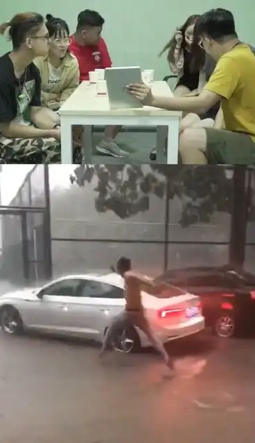  小伙说只要跑得够快,雨就淋不到他,内容真的太搞笑了