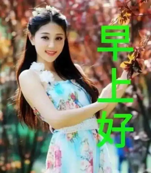 早安美女祝福问候图