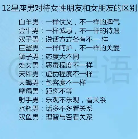  12星座喜欢跟哪种人搞暧昧12星座男对待女性朋友和女朋友的区别