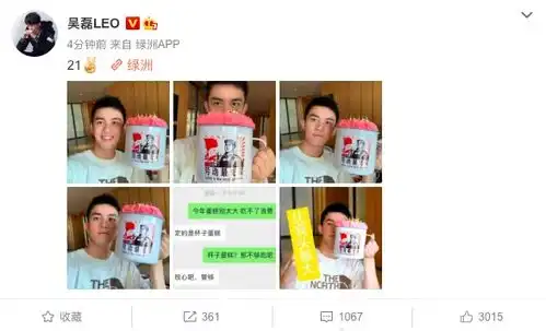  组图吴磊绿洲发文庆祝21岁生日拿着的杯子蛋糕比头都大
