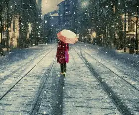  雨中孤独的背影