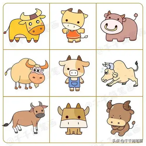  十二生肖简笔画大全,可爱有趣的卡通小动物,孩子能画一叠纸