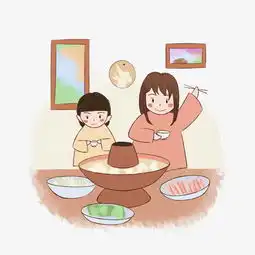  冬季卡通手绘小女孩吃火锅图片素材其他格式下载动漫人物大全