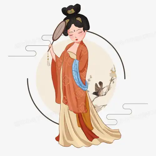  手绘唐朝仕女古风人物插画png图片素材下载人物png熊猫办公