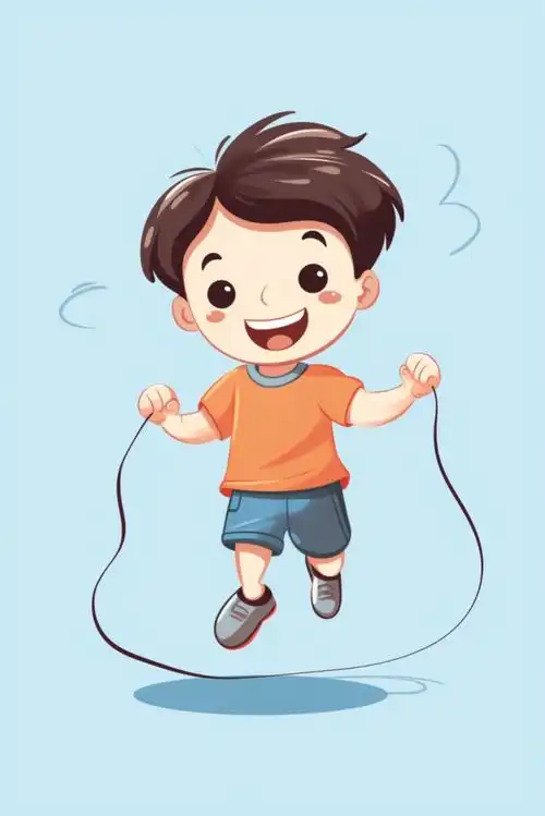  趣味漫画男孩体育卡通跳绳图片插画海报设计下载请至来源处