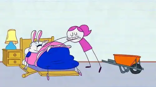  搞笑铅笔动画,铅笔人长成胖子,被女友拖回来