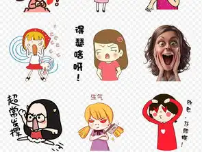  手绘卡通可爱女生女孩搞笑表情包海报素材背景图片png